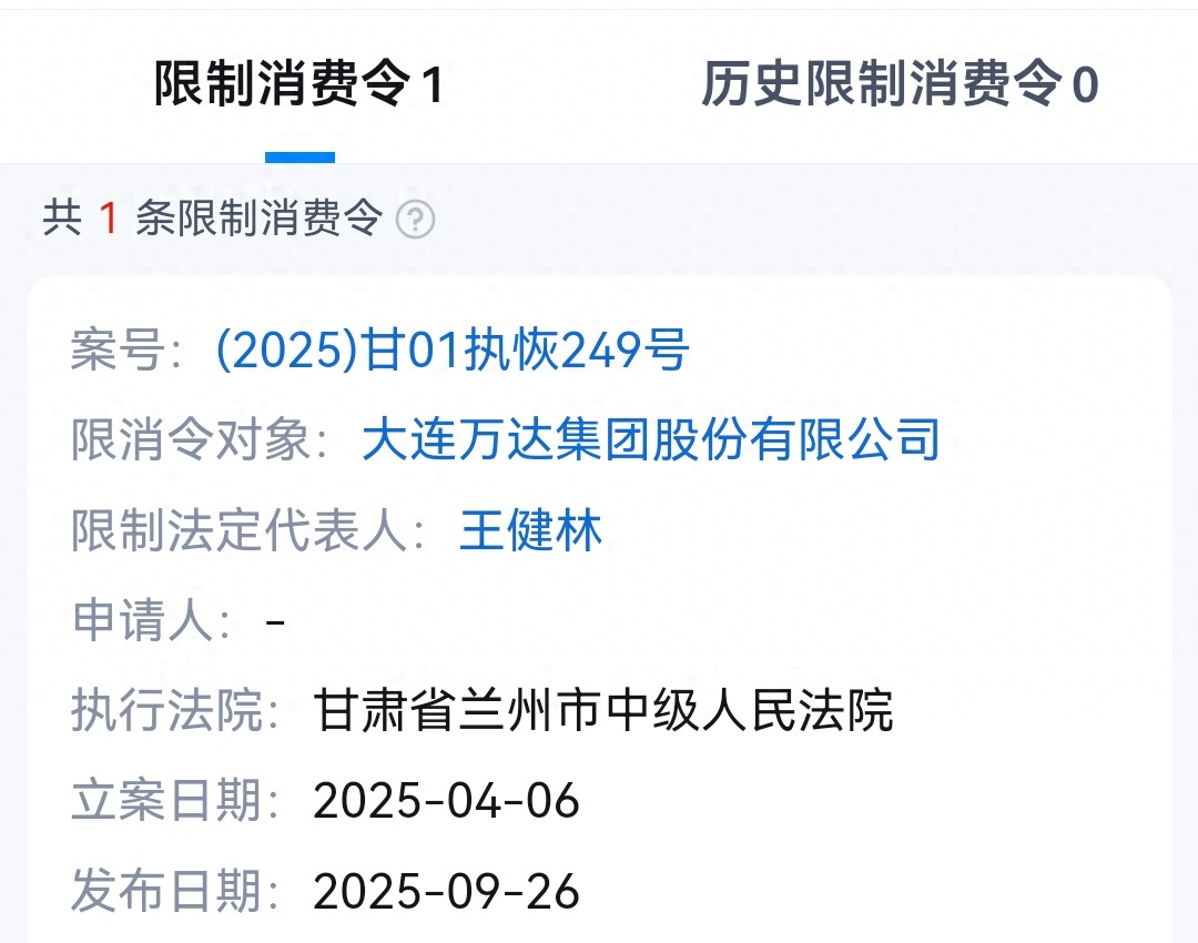 大连万达集团频繁被执行，王健林被限高，总金额超70亿